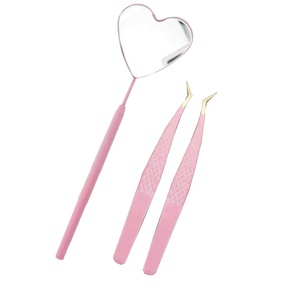 Miroir en forme de cœur avec logo personnalisé, pinces à sourcils de précision, miroir de maquillage portable, coffret cadeau beauté OEM ODM - Product Image 3