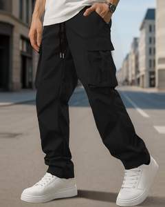 Pantalones Cargo de Lona Ligera de Cintura Alta para Hombre con Bolsillos Desgastados, Deportivos, Casuales y de Moda para Exteriores - Product Image 1