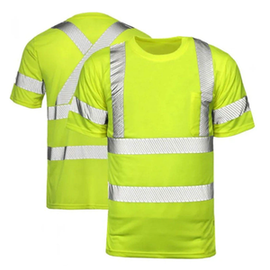 Camisetas de seguridad reflectantes amarillas, tejidas, transpirables y ecológicas para hombre, ropa de trabajo de verano. - Product Image 4