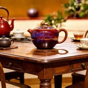 Tetera Artesanal Jun Kiln con Esmalte Nebula y Diseño de Montaña, Tetera China de Arte <span class=keywords><strong>Kung</strong></span> <span class=keywords><strong>Fu</strong></span> para la Ceremonia Tradicional del Té - Product Image 3