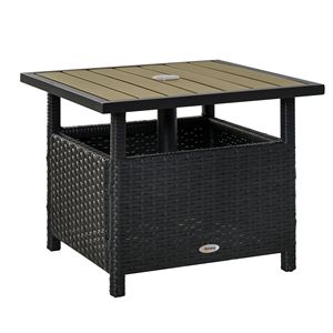 Tavolino da esterno in rattan PE marrone da 22 pollici con foro per ombrellone - Product Image 1