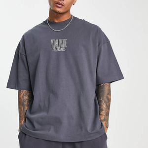 Men's Oversize Drop Shoulder T-Shirt 100% Cotton Knitted Fabric Breathable Eco-Friendly Streetwear Style <b>Long</b> Length Loose Fit - Product Image 1
