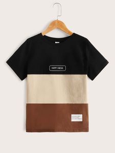 เสื้อยืดเด็กผู้ชาย คัลเลอร์บล็อก ผ้าฝ้าย 100% เนื้อนุ่ม มีกระเป๋า รับทำโลโก้ตามสั่ง รับผลิตแบบ OEM ODM เสื้อผ้าขายส่ง - Product Image 2