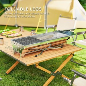 Griglia BBQ Portatile in Acciaio Inox a Carbone, Pieghevole per Campeggio e Picnic, con Finitura Argento per Attività all'Aperto - Product Image 4