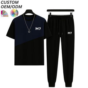 Conjunto de Camiseta y Pantalones Cortos de Algodón Sólido de Dos Piezas para Hombre, Ropa Casual de Verano, Logotipo Personalizado, Soporte OEM ODM para Suministro al por Mayor - Product Image 1