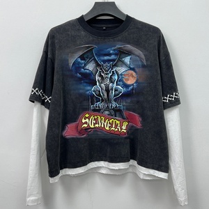 T-shirts Boxy en Coton Épais Personnalisables pour Hommes – Qualité Supérieure, Effet Délavé Vintage, Double Couche, Manches Longues - Product Image 4