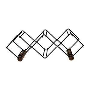 Moderno Exhibidor de Vino Cuadrado con Patas de Madera, Organizador de Botellas de Hierro Negro Minimalista para Hotel, Independiente, Capacidad de 3L, con Ruedas - Product Image 5