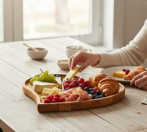 Plateau de service en bois d'acacia en forme de cœur pour la Saint-Valentin, assiette romantique en forme de cœur pour desserts, bijoux, collations, vente en gros - Product Image 5