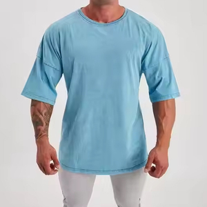 High Quality 180g Cotton Polyester Men's Short Sleeve T-Shirt Custom Logo Printed Plain Solid Pattern Silk <b>Screen</b> Knitted - Product Image 4