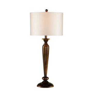 Lámpara de Mesa Moderna de Metal con Acabado de Latón Antiguo Pulido a Mano, con Pantalla de Lino, Perfecta para Decoración de Mesita de Noche - Product Image 1