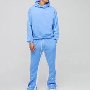 Men's Custom Eco-Friendly 100% Cotton Track Suit Quick Dry Active Wear Hood Flared <b>Pant</b> Winter Training Hoodie for Leisure - Product Image 4