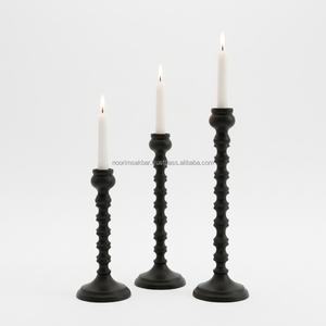 เชิงเทียนอลูมิเนียมตกแต่งบ้านและงานแต่งงานเชิงเทียนสำหรับตกแต่งบ้านโต๊ะเทียนสีดำ - Product Image 1