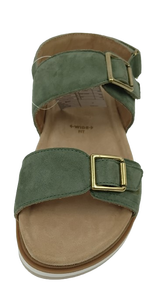 Sandales plates en daim vert avec fermeture à boucle, bout ouvert, plateforme rembourrée, chaussures d'été - Product Image 2