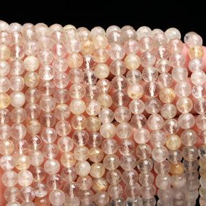 Cuentas de forma redonda facetadas de rutilo dorado Cuentas facetadas de rutilo de 6-7mm - Product Image 1