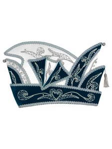 Sombrero de Carnaval Bordado en Blanco y Negro Hecho a Mano, Gorra Tradicional de Carnaval con Borla - Product Image 4