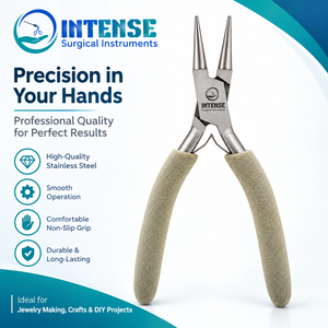 Pince à bec rond professionnel en acier inoxydable pour la fabrication de bijoux, outil de pliage de fil et de perlage, instrument chirurgical intensif - Product Image 2
