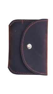 Handmade Genuine Leather Coin Purse Panelled Design Snap Closure Minimalist <b>Wallet</b> Unisex Daily Use - Product Image 4
