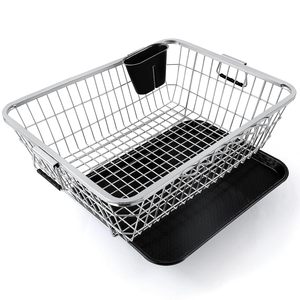 Escurridor de Platos de Acero Inoxidable con Bandeja Recolectora de Agua, Soporte para Secar Utensilios, Cesta para Platos y Escurridor de Encimera para Cocina - Product Image 1