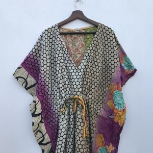 Vestido Kaftan Kantha de Algodón Indio Hecho a Mano, Estilo Boho, Holgado, para Playa, para Mujer - Product Image 1