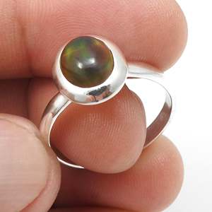 <b>Eternity</b> Wedding <b>Ring</b> In Classic Bohemian Style Oval Cut Black Opal Gemstone Bezel Setting <b>Ring</b> Available In 925 <b>Sterling</b> <b>Silver</b> - Product Image 3