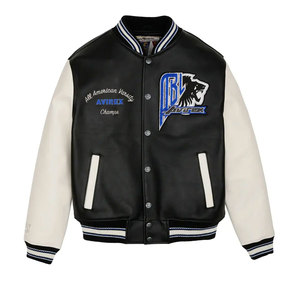 Chaqueta de cuero Avirex para hombre de alta calidad al por mayor, chaqueta de cuero genuino con cremallera completa para hombre, la más vendida. - Product Image 1