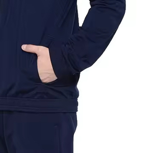 Chándal Azul Marino para Hombre, Cierre Completo, Cuello Alto, Bloques de Color, Transpirable, Poliéster, Informal, para Otoño, Corte Regular, Bolsillos Laterales - Product Image 4