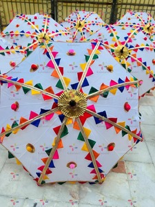 Designer Traditional Punjabi Entry Umbrella | <b>Decorative</b> Indian <b>Wedding</b> Parasol for Haldi & Mehendi | Multicolored Lace Chatri - Product Image 5