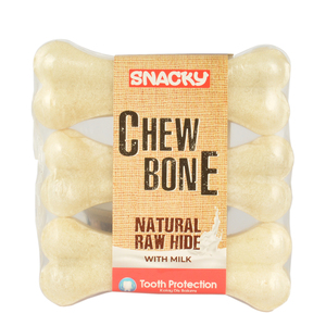 Snacky Dog Treat Kau knochen Natural Raw Hide WHITE PRESSED BONE 4 ''83G ** 10PCS **