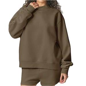 Sweat-shirt imprimé respirant à col montant pour femme, mélange polyester/coton, manches longues, léger, pull-over d'hiver, vente en gros - Product Image 3