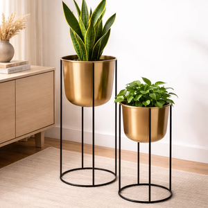 Iron Powder Coated Durable Multi-Purpose Indoor Floor Planter with Drainage - Product Image 1