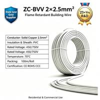 Cable de PVC de doble núcleo ZC-BVV 2*2.5mm2, cable de cobre sólido sin oxígeno, IP44 300/500V, retardante de llama, para uso doméstico y en edificios.