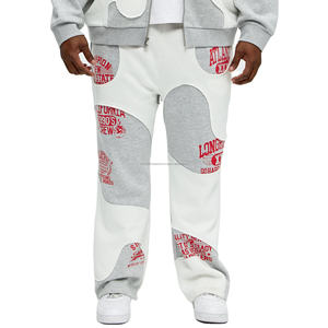 Pantalones de chándal acampanados apilados de pierna ancha con logotipo personalizado de trabajo de panel vintage 100% algodón de cintura media para hombre más vendidos - Product Image 1