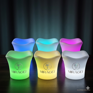 MIRAGE7 LED Ice Bucket Boat Shape <b>Plastic</b> Cooler Illuminated Beverage Tub 12L Round for Party Modern Design Custom Edition - Product Image 1