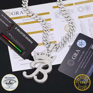 Pendentif Couronne en Argent 925 Plaqué Rhodium avec Moissanite pour Homme, Style Hip Hop, Idéal au Quotidien - Product Image 5