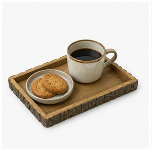 Handcrafted Rustic Mango Wood Bark Serving Tray Set Natural <b>Live</b> <b>Edge</b> Decorative Platter For Home Decor & Restaurant Use - Product Image 2