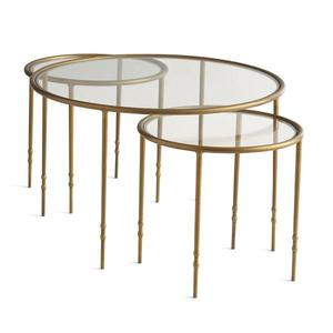 Table gigogne design en métal avec plateau en verre, meuble d'appoint durable pour l'aménagement moderne du salon - Product Image 1