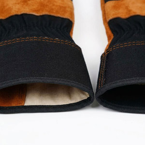 Gants de travail robustes en cuir de vachette pleine fleur avec dos en tissu denim et doublure en polaire, gants de travail industriels polyvalents - Product Image 6