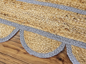 Handwoven Natural Jute Area Rug Gray Border Rectangle Rug Rustic Farmhouse Home Decor - Product Image 4