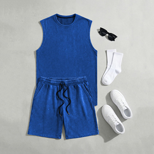 Nouvel Arrivage Ensemble d'été respirant délavé à l'acide pour Hommes – T-shirt sans manches et short de haute qualité pour l'entraînement et la course - Product Image 6