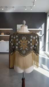 Nuevo Poncho de Fiesta de Noche para Mujer, Talla Grande, con Lentejuelas y Flecos Largos Brillantes, Dorado, para Otoño - Product Image 5