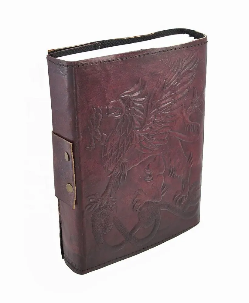 Vintage Book Of Shadows Leather Journal Embossed Celtic Wicca Pagan Star Pentagram With Handmade Paper Notebook & Sketchbook