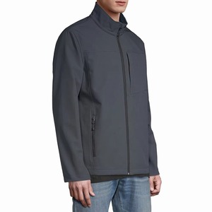 Men's Soft Shell <b>Jacket</b> Windproof Zip Fly Stand Collar Regular Fit Solid Color Outdoor Wear - Product Image 4