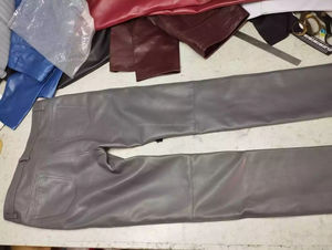 Genuine Leather Gray Pant Trouser for <b>Men</b> USA Fashion Streetwear Style <b>Slim</b> Lose Fit <b>Jeans</b> Pants - Product Image 3