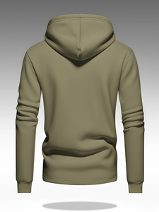 Olive Green Hooded Button-<b>Up</b> Sweatshirt Unisex Regular Fit Casual Autumn Wear Knitted Breathable Long Sleeve 100% Cotton Front - Product Image 2