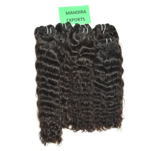 Cabello Humano Indio Remy Negro Rizado Suelto de Primera Calidad al por Mayor - Paquetes de Cabello de Templo con Corte Recto de Tamil Nadu 100g/pieza - Product Image 2