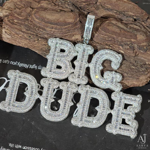AARVA JEWELS Pendentif Moissanite Big Dude Plaqué Or Rose Argent 925 Breloque Lettre Thème Hip-Hop Unisexe Pour Fêtes et Usage Quotidien - Product Image 1