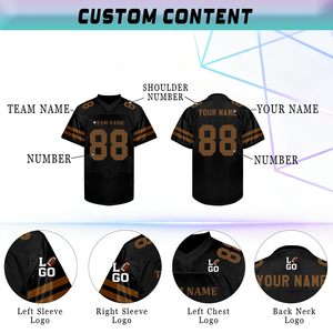 Camiseta de Fútbol Americano Sublimada Personalizada, Cuello en V, Manga Corta, Transpirable, con Nombre y Número del Equipo, para Todas las Temporadas - Product Image 2