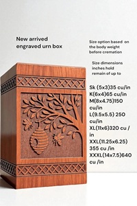 Handcrafted American Style Eco-Friendly Durable Wooden Cremation Urn Tree Bee Carving Personalized <b>Memorial</b> <b>Box</b> 220 Cubic Inch - Product Image 3