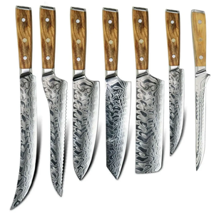 Premium Handmade Etched Damascus Steel Chef <b>Knife</b> <b>Set</b> Full Tang Wooden Handle Professional Kitchen Cutlery OEM Manufacturer - Product Image 1