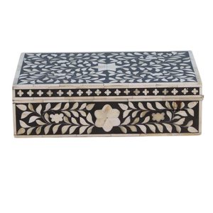 Boîte à bijoux artisanale moderne multifonctionnelle en os incrusté, motif floral, écologique, pour rangement décoratif dans le salon - Product Image 3